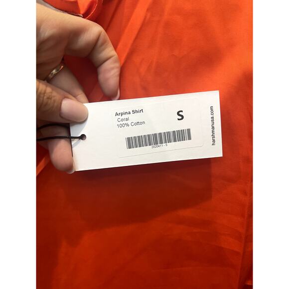 Harshman Anthropologie Arpina Coral Puff Sleeve Peplum Blouse Size S - Picture 6 of 7